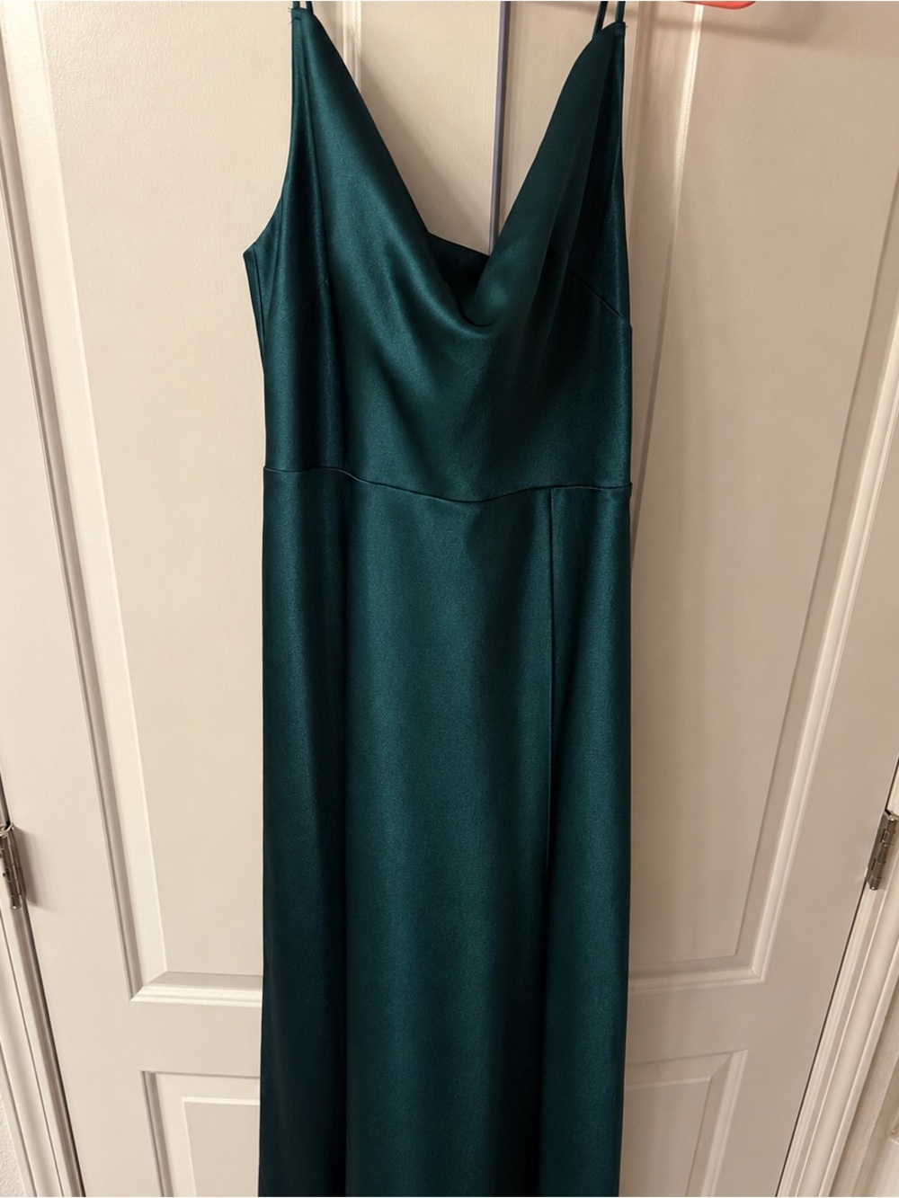 Lisa Long Satin Bridesmaid Dress in Emerald- Birdy Grey